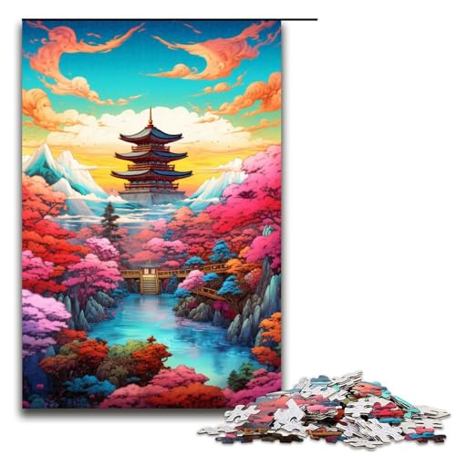 1000 teiliges Puzzle für Erwachsene Psychedelische Hütte im Himmel Holzpuzzle Lernspiel für Erwachsene Herausforderungsspielzeug 1000 Teile (75 x 50 cm) von linghhiming