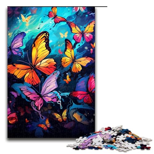 1000 teiliges Puzzle für Erwachsene Psychedelische Kunst Schmetterling Holzpuzzle Lernspiel für Erwachsene Herausforderungsspielzeug 1000 Teile (75 x 50 cm) von linghhiming