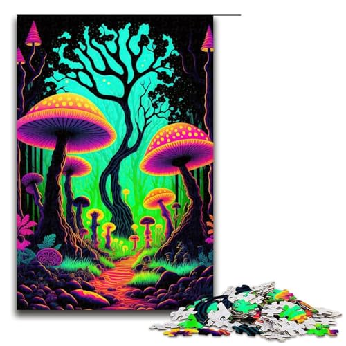 1000 teiliges Puzzle für Erwachsene Psychedelische Pilzwälder Puzzle für Erwachsene Holzpuzzle anspruchsvolles Spiel (75 x 50 cm) von linghhiming