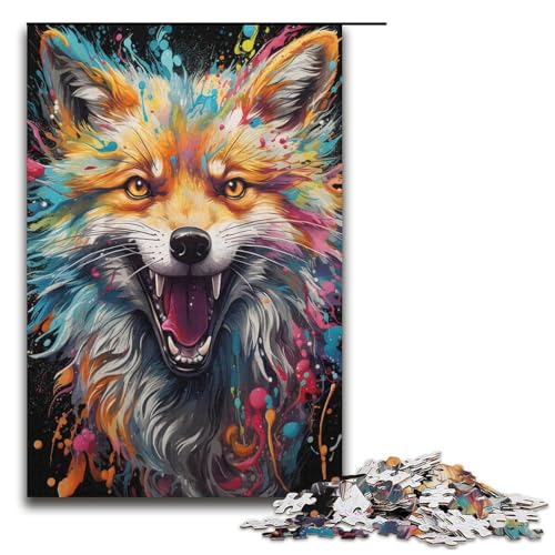 1000 teiliges Puzzle für Erwachsene Psychedelischer Weihnachtsfuchs Puzzle für Erwachsene Holzpuzzle anspruchsvolles Spiel 1000 Teile (38 x 26 cm) von linghhiming