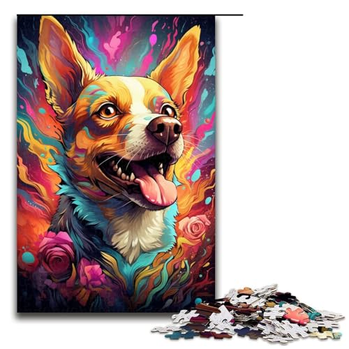 1000 teiliges Puzzle für Erwachsene Psychedelisches Chihuahua Hunde Puzzle Hands on Spiel 1000 Teile (75 x 50 cm) von linghhiming