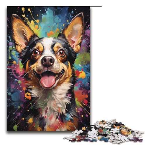 1000 teiliges Puzzle für Erwachsene Psychedelisches Chihuahua Hunde Puzzle – Herausforderndes Spiel EIN Kunstwerk Geeignet für Jugendliche ab 14 Jahren 1000 PCS (38 x 26 cm) von linghhiming