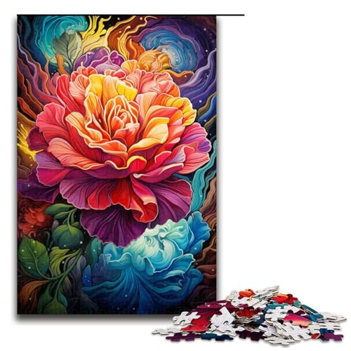 1000 teiliges Puzzle für Erwachsene Psychedelisches Farbgemälde Rosen Puzzle praktisches Spiel 1000 Teile (75 x 50 cm) von linghhiming
