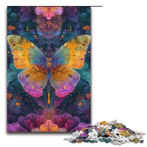 1000 teiliges Puzzle für Erwachsene Psychedelisches Schmetterlings Puzzle für Lernspiele Herausforderung Spielzeug Kunstwerk Geschenk 1000 PCS (38 x 26 cm) von linghhiming