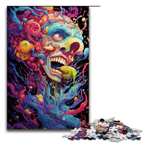 1000 teiliges Puzzle für Erwachsene Psychedelisches buntes Monster Puzzle praktisches Spiel 1000 Teile (75 x 50 cm) von linghhiming