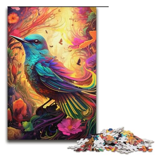 1000 teiliges Puzzle für Erwachsene Psychedelisches buntes Vogelpuzzle praktisches Spiel 1000 Teile (38 x 26 cm) von linghhiming