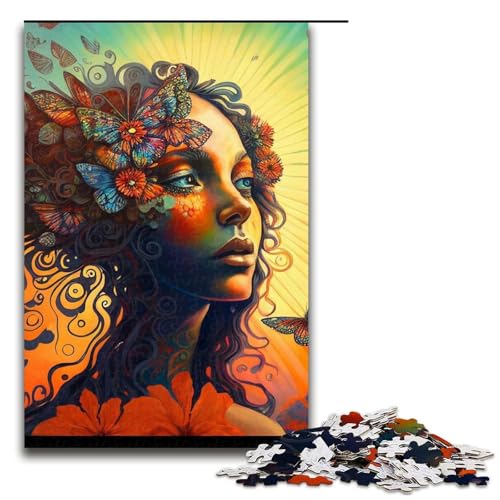 1000 teiliges Puzzle für Erwachsene Rose schönes Mädchen Puzzle für Erwachsene Holzpuzzle anspruchsvolles Spiel (75 x 50 cm) von linghhiming