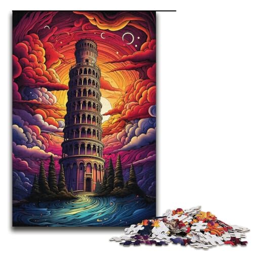 1000 teiliges Puzzle für Erwachsene Schiefer Turm von Pisa Italien Puzzlespiel perfekte Dekoration für Teenager ab 14 Jahren 1000 Teile (38 x 26 cm) von linghhiming