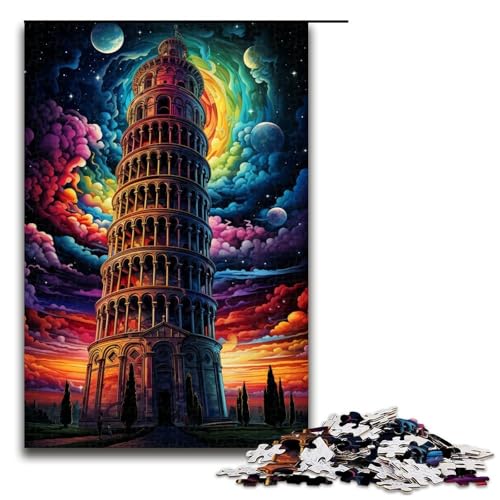 1000 teiliges Puzzle für Erwachsene Schiefer Turm von Pisa Italien Spielpuzzle ganze Familie 1000 Teile (75 x 50 cm) von linghhiming