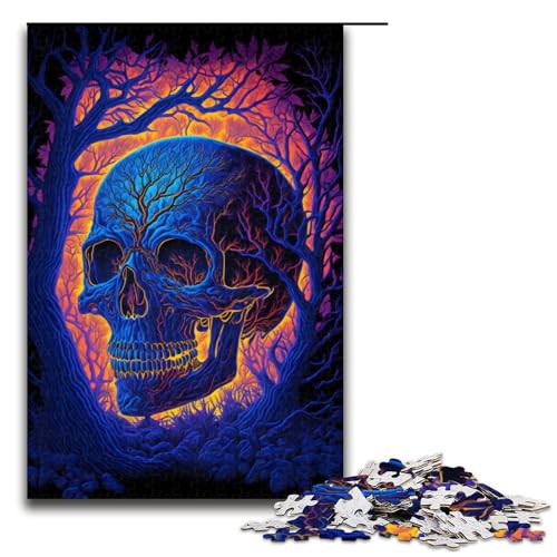 1000 teiliges Puzzle für Erwachsene Schwarzlicht Totenkopf Puzzle für Lernspiele Herausforderung Spielzeug Kunstwerk Geschenk (75 x 50 cm) von linghhiming