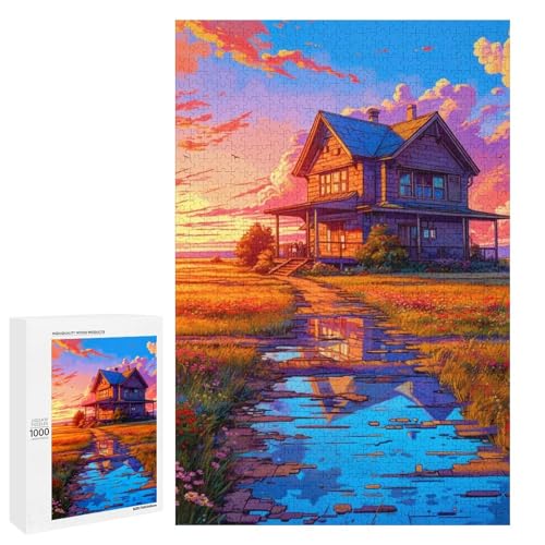 1000 teiliges Puzzle für Erwachsene Sonnenuntergang in den Bergen Holzpuzzle Lernspiel für Erwachsene Herausforderungsspielzeug (75 x 50 cm) von linghhiming