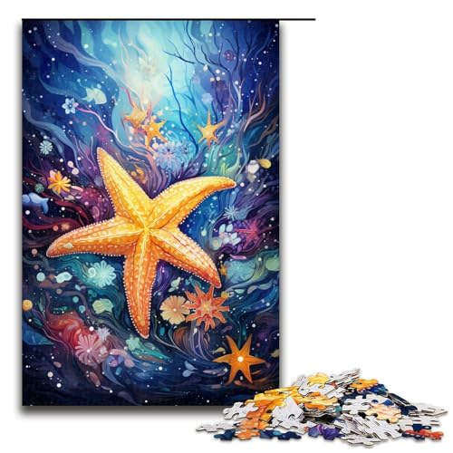 1000 teiliges Puzzle für Erwachsene Sternenhimmel Farbmalerei Seestern Puzzle für Lernspiele Herausforderung Spielzeug Kunstwerk Geschenk 75 x 50 cm von linghhiming