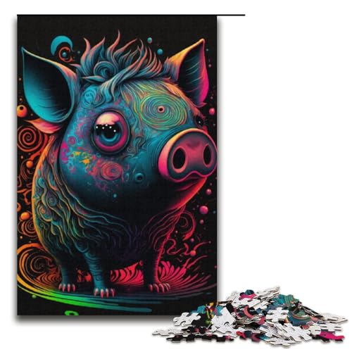 1000-teiliges Puzzle für Erwachsene Tier-Schweine-Puzzle für Kinder Papierpuzzle Lernspiel für Erwachsene 1000 Teile (38 x 26 cm) von linghhiming