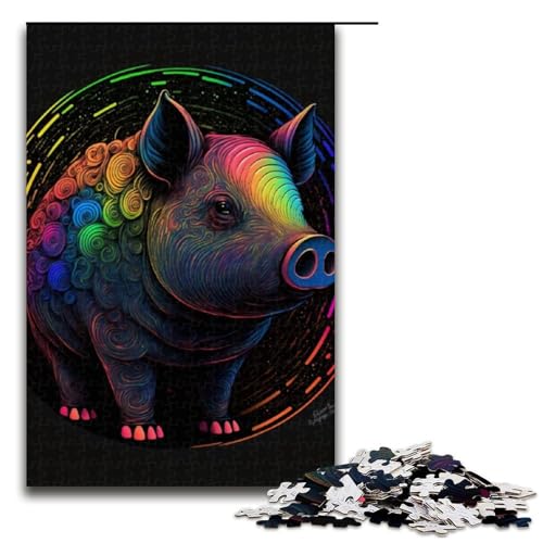 1000 teiliges Puzzle für Erwachsene Tier Schweine Puzzle für Lernspiele Herausforderung Spielzeug Kunstwerk Geschenk 1000 Teile (75 x 50 cm) von linghhiming