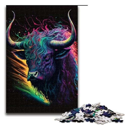 1000 teiliges Puzzle für Erwachsene Tiere Bullen Puzzle anspruchsvolles Spiel EIN Kunstwerk geeignet für Jugendliche ab 14 Jahren 1000 Teile (75 x 50 cm) von linghhiming