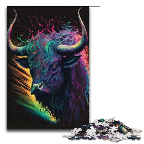1000 teiliges Puzzle für Erwachsene Tiere Bullen Puzzle für Lernspiele Herausforderung Spielzeug Kunstwerk Geschenk 1000 Teile (38 x 26 cm) von linghhiming