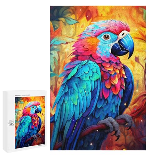 1000 teiliges Puzzle für Erwachsene Tiere Vögel Papageien runde Holzpuzzles Lernspiel für Erwachsene Herausforderungsspielzeug (75 x 50 cm) von linghhiming