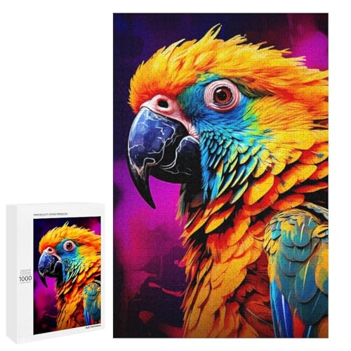 1000 teiliges Puzzle für Erwachsene Tiere Vögel Papageien runde Holzpuzzles Lernspiel für Erwachsene Herausforderungsspielzeug (75 x 50 cm) von linghhiming