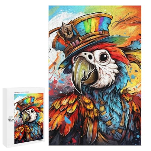 1000 teiliges Puzzle für Erwachsene Tiere Vögel Papageien Holzpuzzle für Erwachsene und Kinder Stressabbau Tool 75 x 50 cm von linghhiming