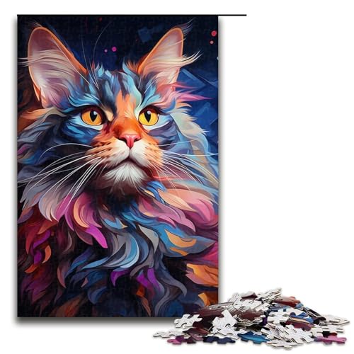 1000 teiliges Puzzle für Erwachsene Tierkatze buntes Puzzle für Kinder Holzpuzzle Lernspiel für Erwachsene 1000 Teile (75 x 50 cm) von linghhiming