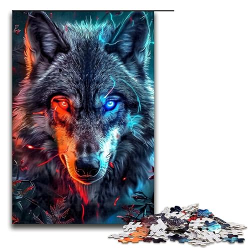 1000 teiliges Puzzle für Erwachsene Tierkunst Wolf Puzzle für Erwachsene Holzpuzzle anspruchsvolles Spiel 1000 Teile (75 x 50 cm) von linghhiming
