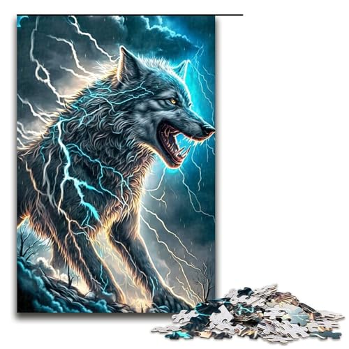 1000 teiliges Puzzle für Erwachsene Tierkunst Wolf Puzzle für Kinder Holzpuzzle Lernspiel für Erwachsene 1000 Teile (75 x 50 cm) von linghhiming