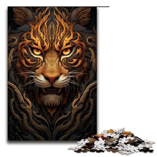 1000 teiliges Puzzle für Erwachsene Tiertiger Holzpuzzle für Erwachsene und Kinder Stressabbau Tool 1000 Teile (75 x 50 cm) von linghhiming