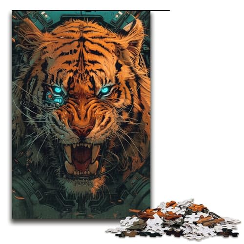 1000 teiliges Puzzle für Erwachsene Tiertiger Holzpuzzle für Erwachsene und Kinder Stressabbau Tool 1000 Teile (75 x 50 cm) von linghhiming