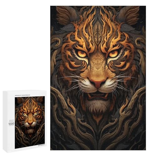 1000 teiliges Puzzle für Erwachsene Tiertiger rundes Holzpuzzle für Erwachsene und Kinder Stressabbau Tool (75 x 50 cm) von linghhiming