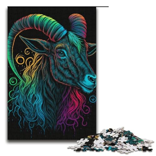 1000-teiliges Puzzle für Erwachsene Tierziegen-Papierpuzzle für Erwachsene und Kinder Stressabbau-Tool 1000 PCS (38 x 26 cm) von linghhiming