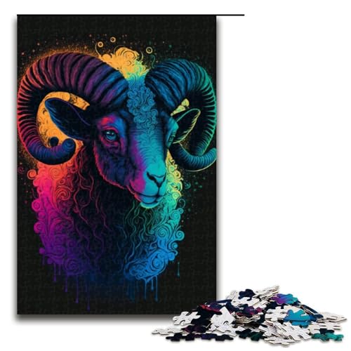 1000-teiliges Puzzle für Erwachsene Tierziegen-Puzzle Geburtstagsgeschenk für Teenager ab 14 Jahren 1000 Teile (75 x 50 cm) von linghhiming