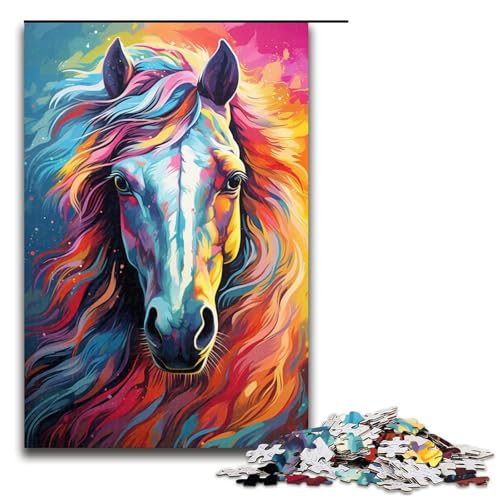 1000 teiliges Puzzle für Erwachsene Weltraum Farb Pferde Puzzle für Lernspiele Herausforderung Spielzeug Kunstwerk Geschenk 75 x 50 cm von linghhiming