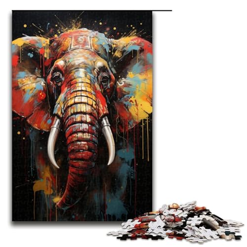1000-teiliges Puzzle für Erwachsene afrikanischer Elefant Holzpuzzle Lernspiel für Erwachsene Herausforderungsspielzeug 1000 Teile (75 x 50 cm) von linghhiming