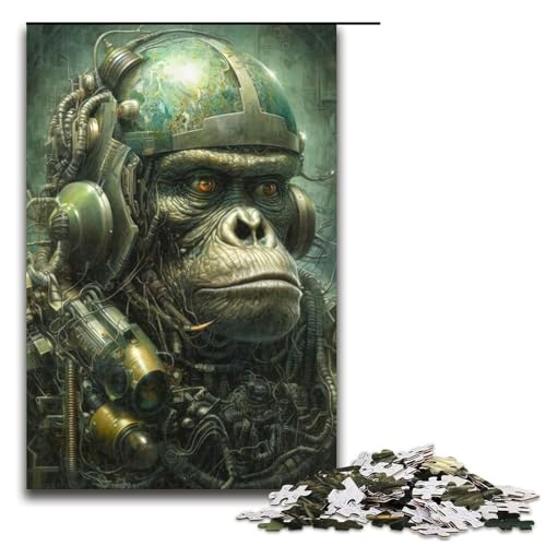 1000 teiliges Puzzle für Erwachsene biomechanischer AFFE Holzpuzzle für Erwachsene und Kinder Stressabbau Tool (75 x 50 cm) von linghhiming
