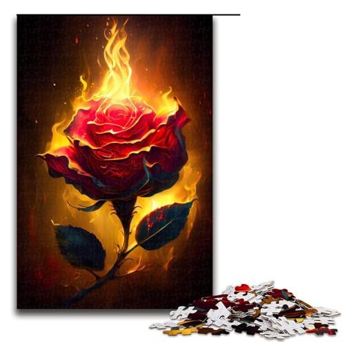 1000 teiliges Puzzle für Erwachsene brennende Rose Puzzle für Lernspiele Herausforderung Spielzeug Kunstwerk Geschenk 75 x 50 cm von linghhiming