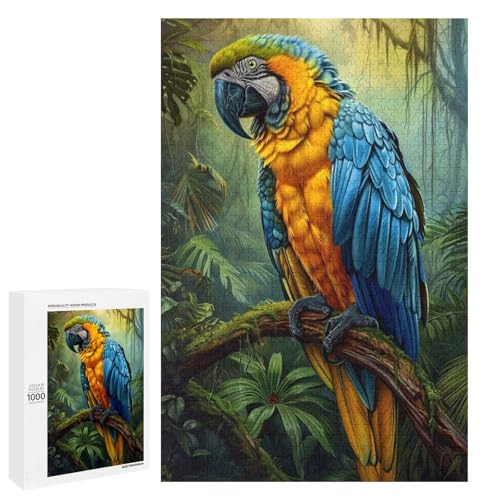 1000 teiliges Puzzle für Erwachsene bunter Papagei rundes Holzpuzzle für Erwachsene und Kinder Stressabbau Tool (75 x 50 cm) von linghhiming