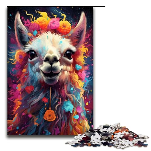 1000 teiliges Puzzle für Erwachsene buntes Alpaka Puzzle praktisches Spiel 75 x 50 cm von linghhiming