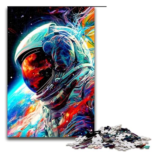1000 teiliges Puzzle für Erwachsene buntes Astronauten Puzzle für Erwachsene Holzpuzzle anspruchsvolles Spiel (75 x 50 cm) von linghhiming