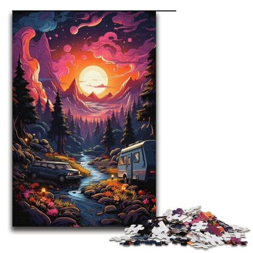 1000-teiliges Puzzle für Erwachsene buntes Auto bei Nacht Puzzle für Kinder Papierpuzzle Lernspiel für Erwachsene 1000 Teile (38 x 26 cm) von linghhiming