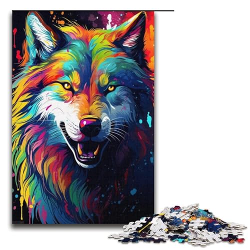 1000-teiliges Puzzle für Erwachsene buntes Doodle-Wolf-Puzzle praktisches Spiel 1000 Teile (38 x 26 cm) von linghhiming