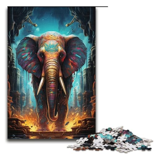 1000-teiliges Puzzle für Erwachsene buntes Elefanten-Puzzle für Kinder Papierpuzzle Lernspiel für Erwachsene 1000 Teile (38 x 26 cm) von linghhiming