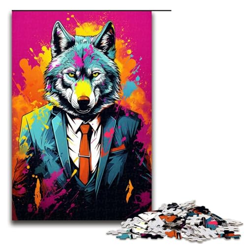 1000-teiliges Puzzle für Erwachsene buntes Gekritzel-Wolf-Puzzle für Lernspiele Herausforderung Spielzeug Kunstwerk Geschenk 1000 PCS (75 x 50 cm) von linghhiming