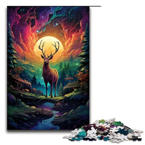 1000 teiliges Puzzle für Erwachsene buntes Hirsch Puzzle praktisches Spiel 75 x 50 cm von linghhiming