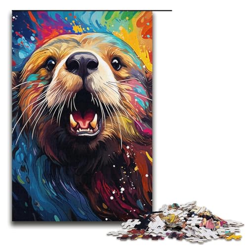 1000 teiliges Puzzle für Erwachsene buntes Seeotter Puzzlespiel perfekte Dekoration für Teenager ab 14 Jahren 1000 Teile (38 x 26 cm) von linghhiming