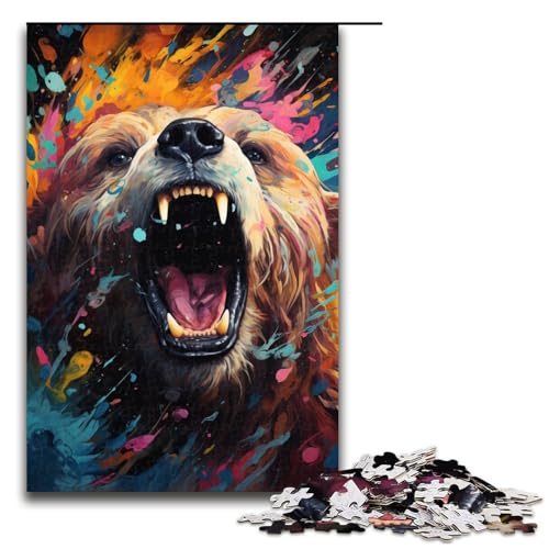 1000 teiliges Puzzle für Erwachsene buntes psychedelisches Bären Puzzle für Lernspiele Herausforderung Spielzeug Kunstwerk Geschenk 75 x 50 cm von linghhiming