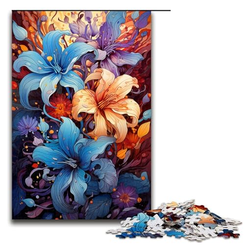 1000 teiliges Puzzle für Erwachsene buntes psychedelisches Blumen Puzzle praktisches Spiel (Größe 75 x 50 cm) von linghhiming