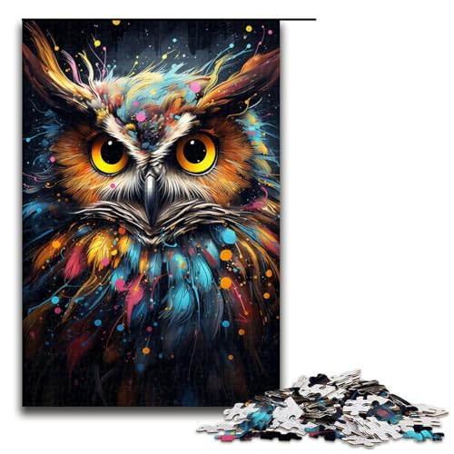 1000 teiliges Puzzle für Erwachsene buntes psychedelisches Holzpuzzle der Nebula Owl Lernspiel für Erwachsene Herausforderungsspielzeug 1000 Teile (75 x 50 cm) von linghhiming