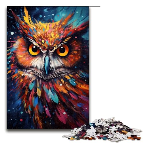 1000 teiliges Puzzle für Erwachsene buntes psychedelisches Holzpuzzle der Nebula Owl Lernspiel für Erwachsene Herausforderungsspielzeug 1000 Teile (75 x 50 cm) von linghhiming