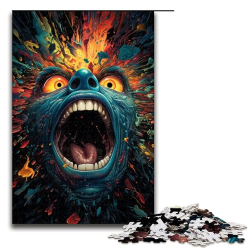 1000 teiliges Puzzle für Erwachsene buntes psychedelisches Monster Holzpuzzle für Erwachsene Lernspiel Herausforderungsspielzeug (Größe 75 x 50 cm) von linghhiming