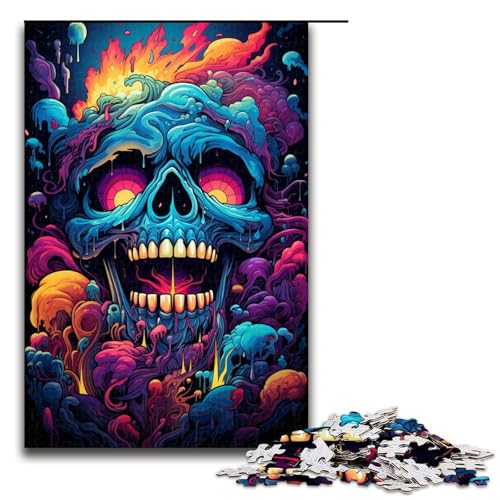 1000 teiliges Puzzle für Erwachsene buntes psychedelisches Monster Holzpuzzle für Erwachsene Lernspiel Herausforderungsspielzeug (Größe 75 x 50 cm) von linghhiming